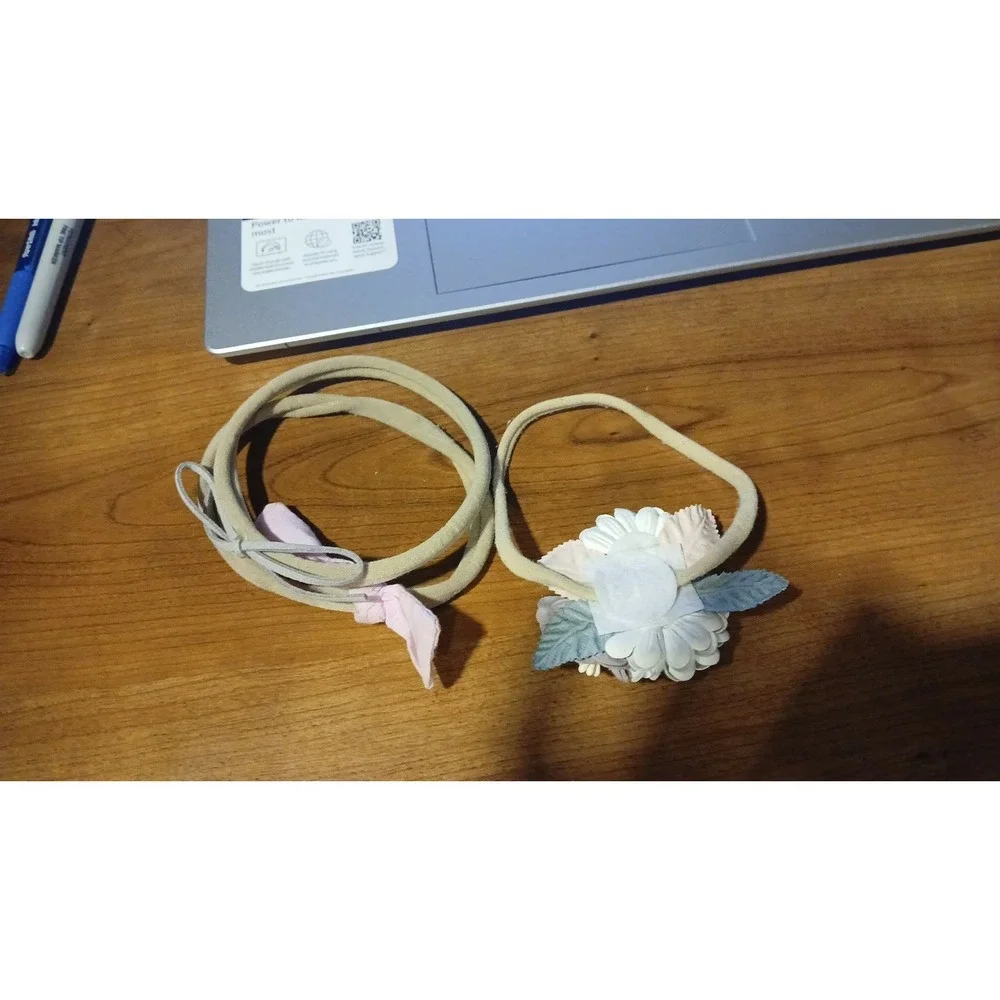 3pc Baby Headband Set Pastel Floral Bow Stretchy Nylon Hair Accessories